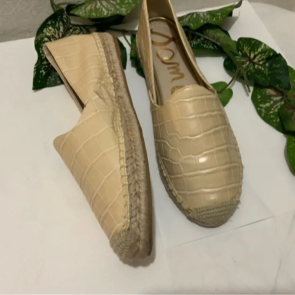 Sam Edelman Leather Slip-On FLAT Espadrilles Kesia Eggshell LEATHER SIZE 10.5